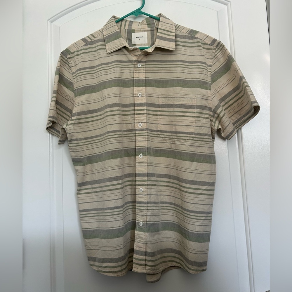 Billy Reid Treme 100% Cotton Button Up Short Sleeve Shirt Size L preppy classic - Picture 10 of 10